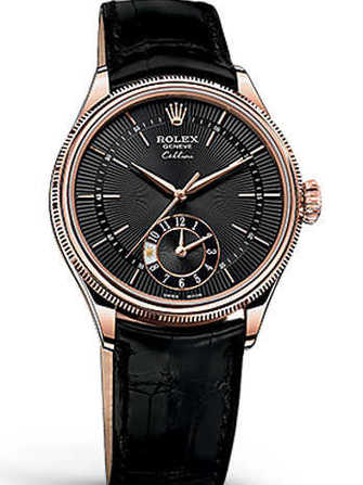 Rolex Cellini Dual Time 50525-pink gold & black Watch - 50525-pink-gold-black-1.jpg - mier
